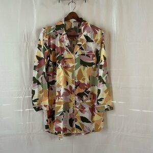 NWT Women’s Joie Pajama Night Shirt Floral Leaf Pattern Button-Up Size M